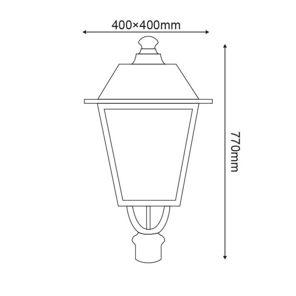 ΦΑΝΑΡΙ 4 ΠΛΕΥΡΩΝ RAL7016M ΚΟΛΩΝΑΣ Φ76 40Χ40Χ77CM  -HI1020