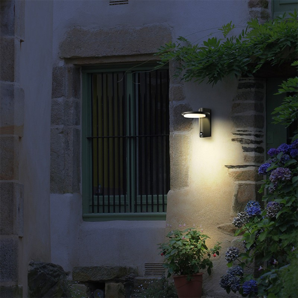 Φωτιστικό Τοίχου LED Σκούρο Γκρι με Αισθητήρα Κίνησης VALLE LG8205GPIR