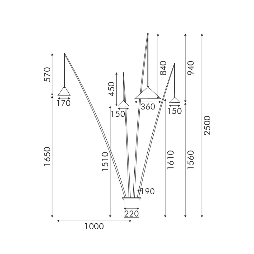ΔΑΠΕΔΟΥ 4ΦΩΤΟ ΜΑΥΡΟ ΜΕΤΑΛΛΟ ΚΑΙ ΡΗΤΙΝΗ D100 H250cm 4ΧE27 DELIA  -MF7792