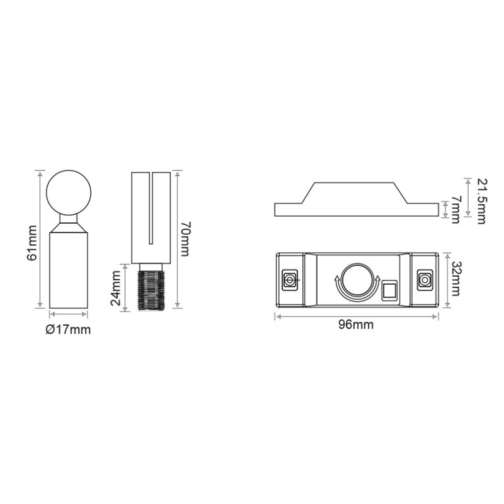ROOFPATH SET OF 2PCS WHITE BASE HOLDER WITH 45° ADJUSTABLE ROD  -ROPAW