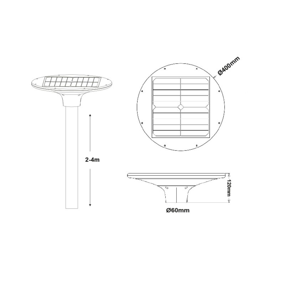 LED SOLAR URBAN LUMINAIRE 20W ΜΕ DIP-SWITCH CCT 3000K-4000K 2100LM RA80 IP65 30.000HRS  -TOUR20CCT