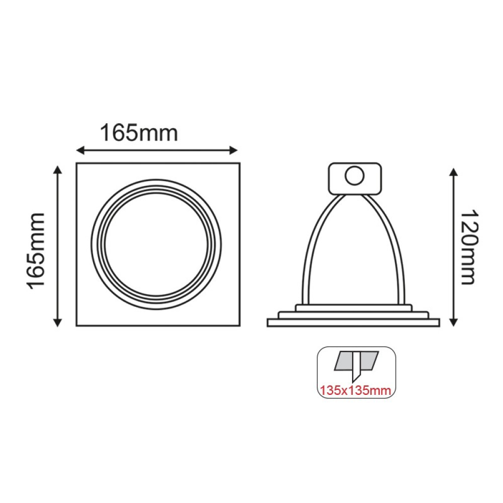 Χωνευτή Κονσόλα Οροφής Μαύρη Ρυθμιζόμενη XMSAR1B