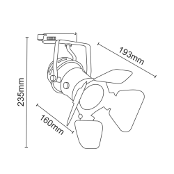 ^TRACK LIGHT No244 BLACK 4WIRE GU10  -244TLB4W