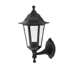 6S PLASTIC WALL GARDEN BLACK LUMINAIRE E27 IP44  -PLGQ1B