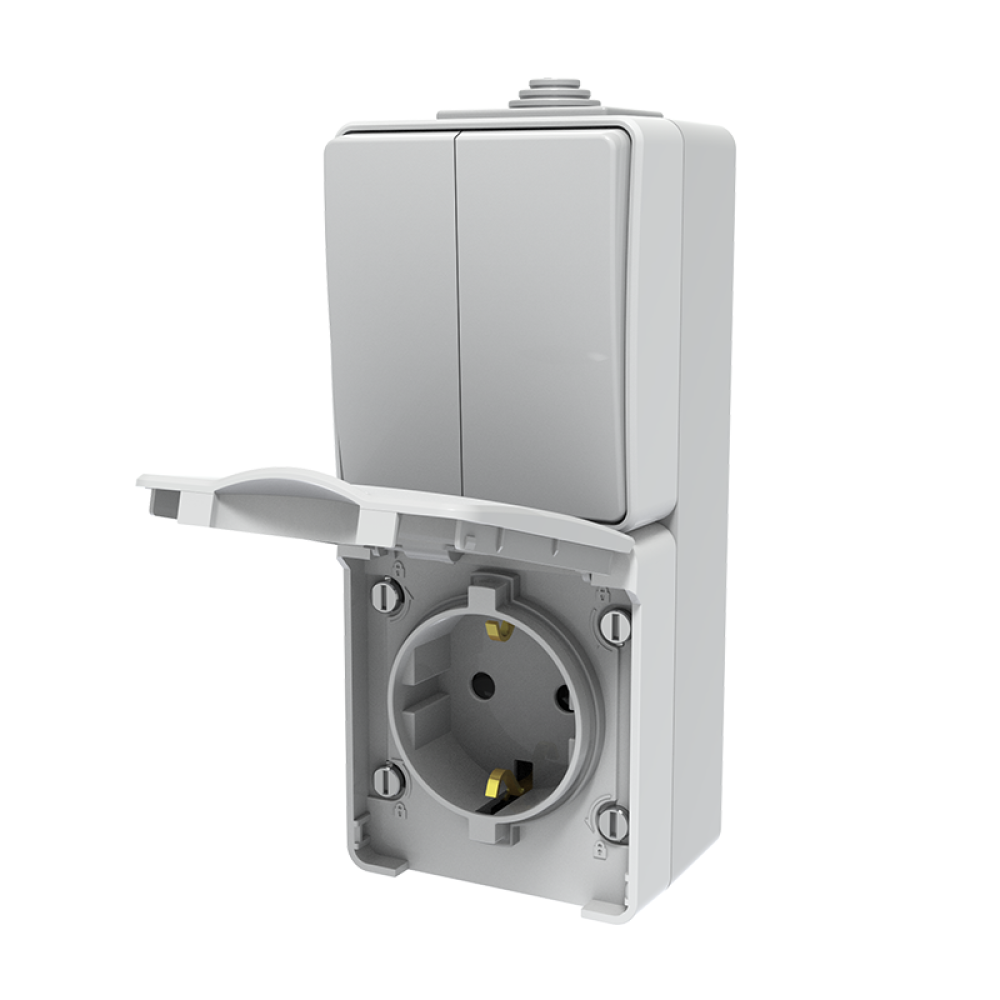 ARMY ΔΙΑΚ. Κ/Μ 1+1P 10AX 250VAC & ΠΡΙΖΑ ΣΟΥΚΟ ΑΣΦΑΛ. 1x2P+E 16A 250VAC IP55 ΕΠΙΤ. ΚΑΘΕΤ ΣΤΕΓΑΝ ΓΚΡΙ  -1000438306