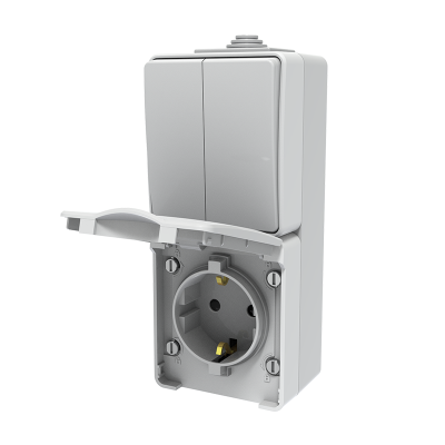 ARMY ΔΙΑΚ. Κ/Μ 1+1P 10AX 250VAC & ΠΡΙΖΑ ΣΟΥΚΟ ΑΣΦΑΛ. 1x2P+E 16A 250VAC IP55 ΕΠΙΤ. ΚΑΘΕΤ ΣΤΕΓΑΝ ΓΚΡΙ  -1000438306