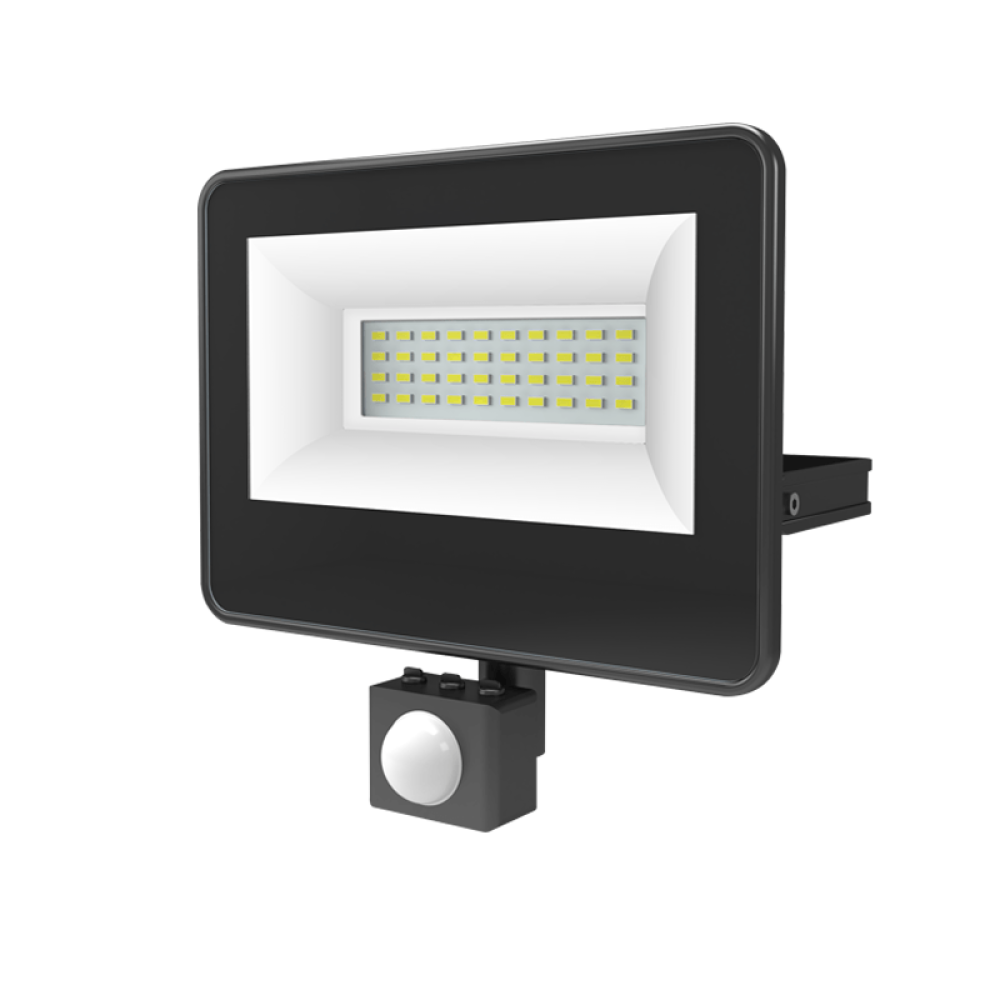 BLACK SENSOR LED SMD FLOOD LUMINAIRE IP66 30W 4000K 3100Lm 230V AC RA80  -V3040S