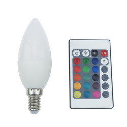 LED SMD E14 C37 4W IR RGB+3.000K 230V AC 300LM RA80 30000H 270°   -C37414RGBWN