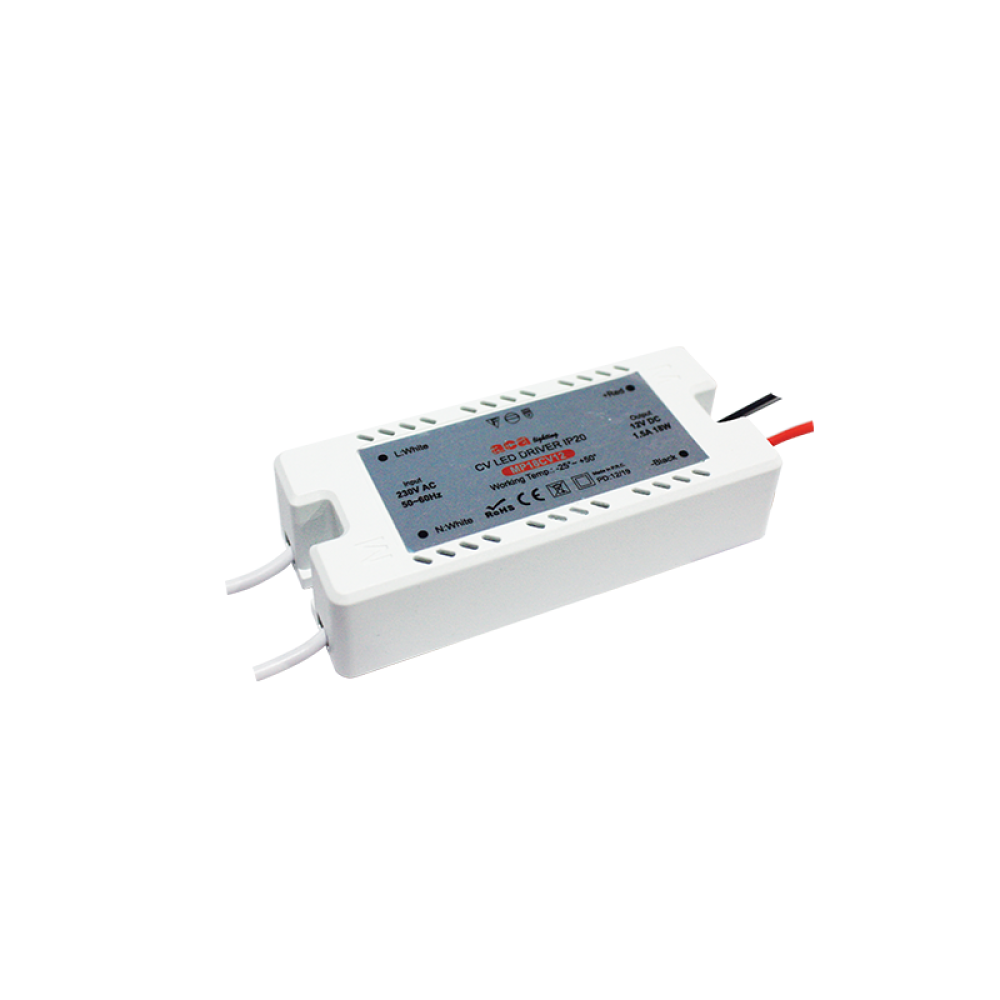 MINI PLASTIC CV LED DRIVER 18W 230V AC-12V DC 1.5A IP20 WITH CABLES  -MP18CV12