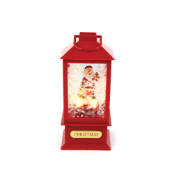 "PLASTIC SNOWY MUSIC SANTA LANTERN", 2 MINI LED ΛΑΜΠΑΚ. WW, ΜΠΑΤ. (3ΑA),IP20, 10Χ10Χ20CM  -X0721106B