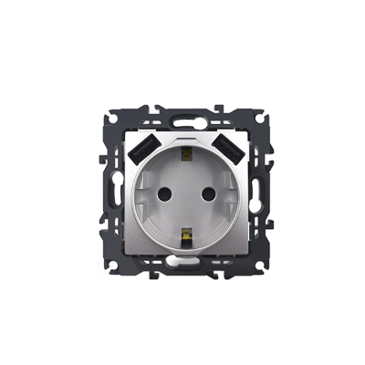 PRIME ΠΡΙΖΑ ΣΟΥΚΟ ΑΣΦΑΛΕΙΑΣ 1x2P+E 16A 250VAC & 2 USB 5VDC 3.1A IP20 MAT ΑΛΟΥΜΙΝΙΟ  -1000116303