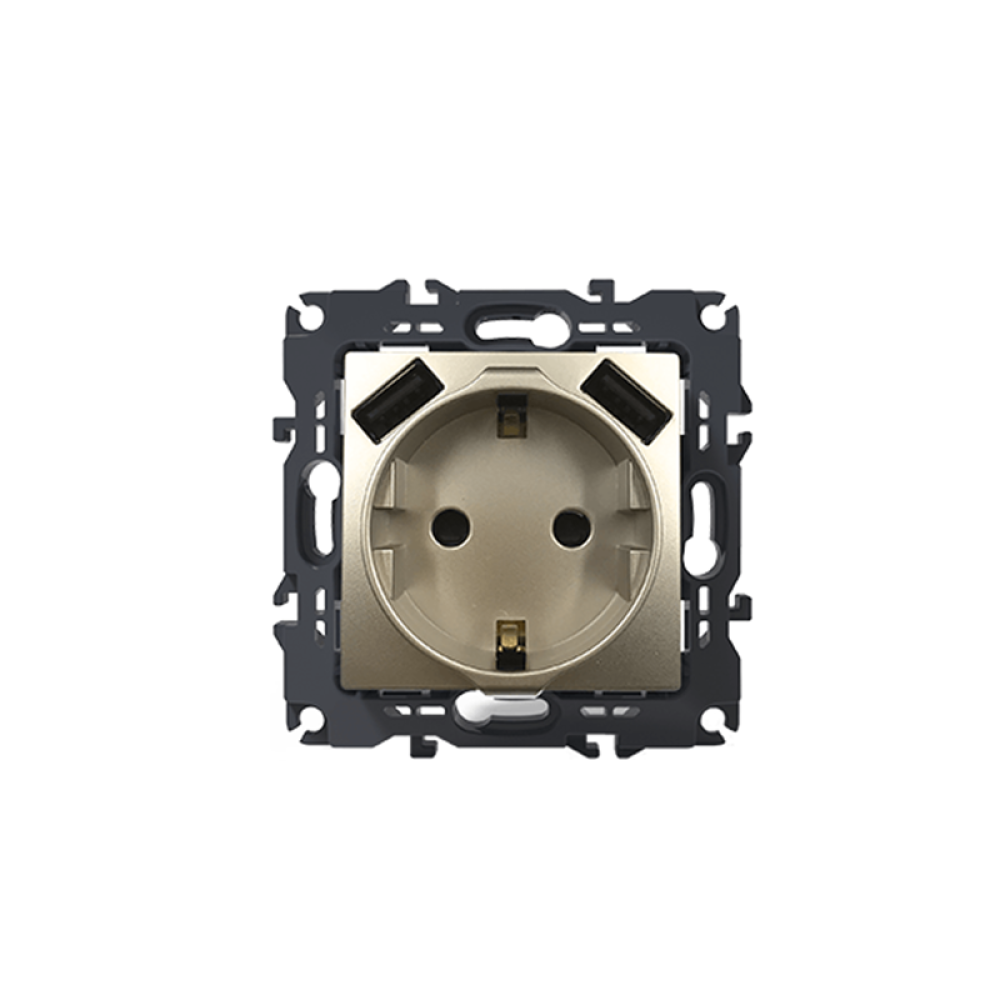 PRIME ΠΡΙΖΑ ΣΟΥΚΟ ΑΣΦΑΛΕΙΑΣ 1x2P+E 16A 250VAC & 2 USB 5VDC 3.1A IP20 MAT ΣΑΜΠΑΝΙΖΕ  -1000116304