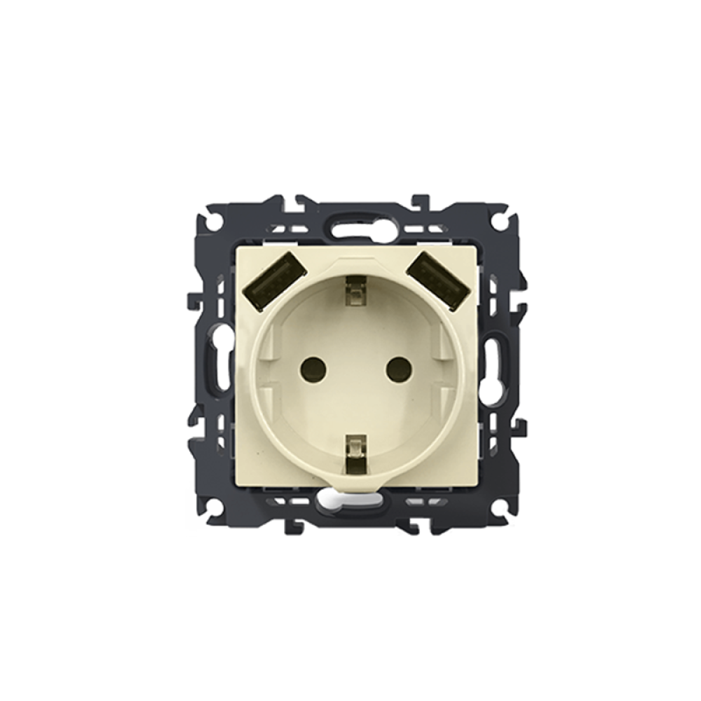 PRIME ΠΡΙΖΑ ΣΟΥΚΟ ΑΣΦΑΛΕΙΑΣ 1x2P+E 16A 250VAC & 2 USB 5VDC 3.1A IP20 ΙΒΟΥΑΡ  -1000116302