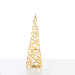 "WHITE & GOLD CONE TREE" 20 MINI WW LED ΛΑΜΠ. ΜΠΑΤ. 3ΧΑΑ,IP20 Φ13X40CM  -X11201117