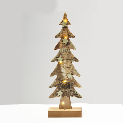 “WOODEN XMAS TREE LIGHT” KΑΦΕ ΔΕΝΤΡΟ-ΜΕΓΑΛΟ 5 LED ΛΑΜΠΑΚ ΜΠΑΤΑΡ(2xAAA) ΘΕΡΜΟ ΛΕΥΚΟ IP20 13x7x40cm  -XTREBWW403A