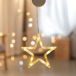 "WINDOW PLASTIC STAR" 10 LED ΛΑΜΠΑΚΙΑ WW ΜΠΑΤ. (3ΧΑΑΑ) IP20 18X18CM  -X04151110