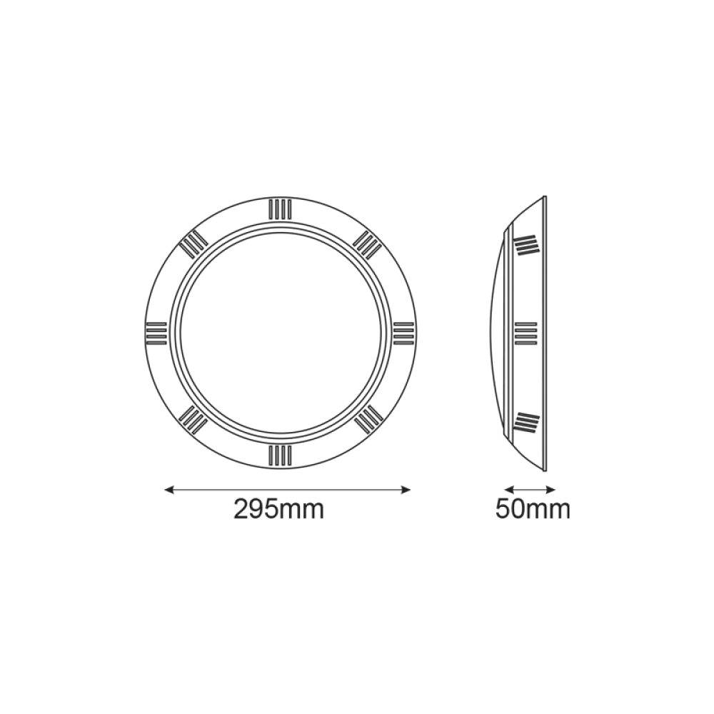 ^LED PLASTIC POOL LUMINAIRE 25W 3000K 2000LM 90° IP68 12V AC/DC  -ALBA25WW