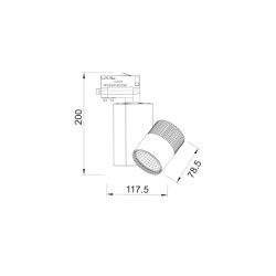 GREY LED TRACK LIGHT 15W 4000K 2WIRES 36° 1150LM 230V Ra80  -BIENAL1540G2