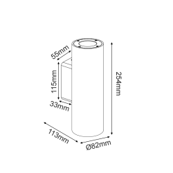 Στρογγυλό Επιτοίχιο Σποτ Up-Down AGNES Μαύρο MK0012RB
