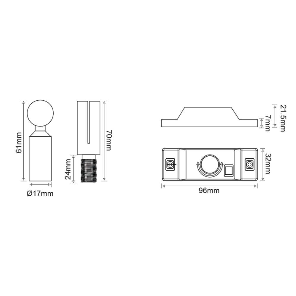 ROOFPATH SET OF 2PCS WHITE BASE HOLDER WITH 45° ADJUSTABLE ROD  -ROPAW