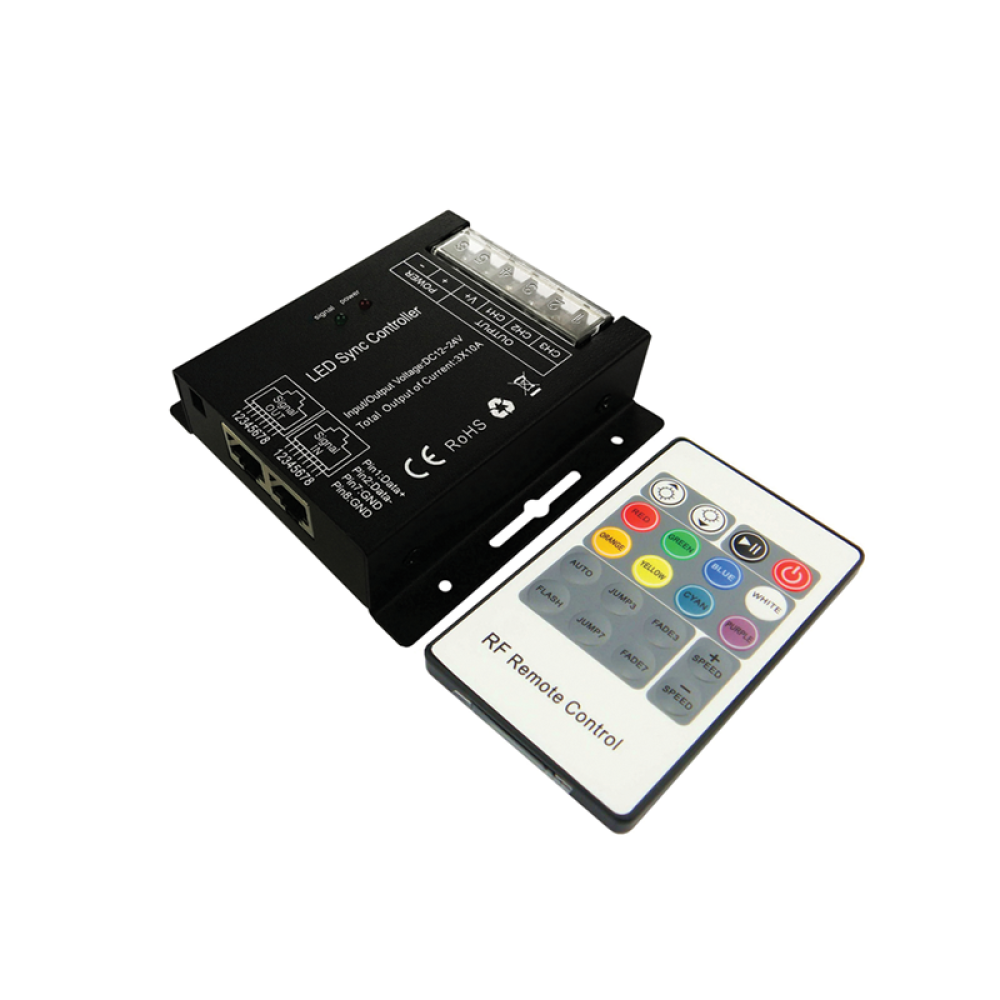 RGB LED CONTROLLER RJ45 30A 360W/12V 720W/24V & RF REMOTE  -SZ600RGB