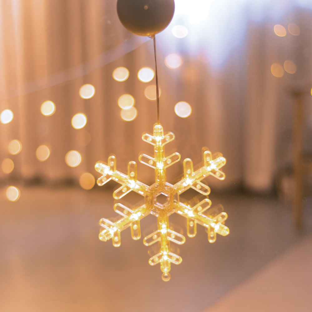 "WINDOW PLASTIC SNOWFLAKE" 12 LED ΛΑΜΠΑΚΙΑ WW ΜΠΑΤ. (3ΧΑΑΑ) IP20 17X20CM  -X04151111