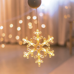 "WINDOW PLASTIC SNOWFLAKE" 12 LED ΛΑΜΠΑΚΙΑ WW ΜΠΑΤ. (3ΧΑΑΑ) IP20 17X20CM  -X04151111