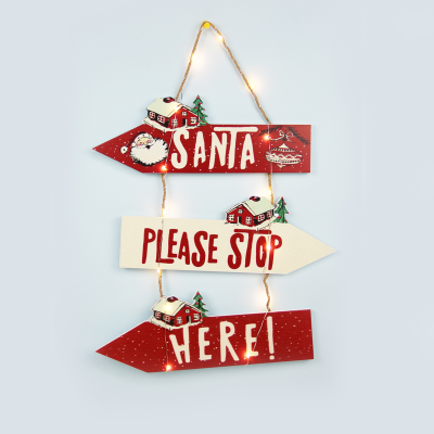 ^ "WOODEN SANTA SIGNPOST" 14 MINI LED WW Λ/ΚΙΑ ΜΠ/ΡΙΕΣ (2AAA) IP20 31X2X45CM  -X05141115