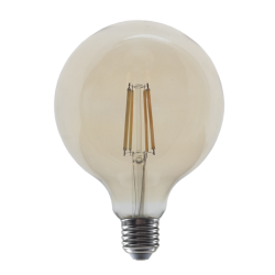 LED FILAMENT E27 DIM G125 10W AMBER 2700K 230V AC 1160LM RA80 30000H 360°  -PALA12510WWDIMAM