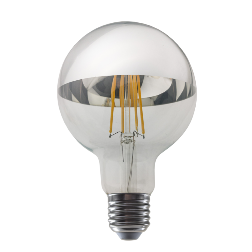 LED FILAMENT E27 DIM G95 8W SILVER 2700K 230V AC 900LM RA80 30000H 180°  -PALA958WWDIMS