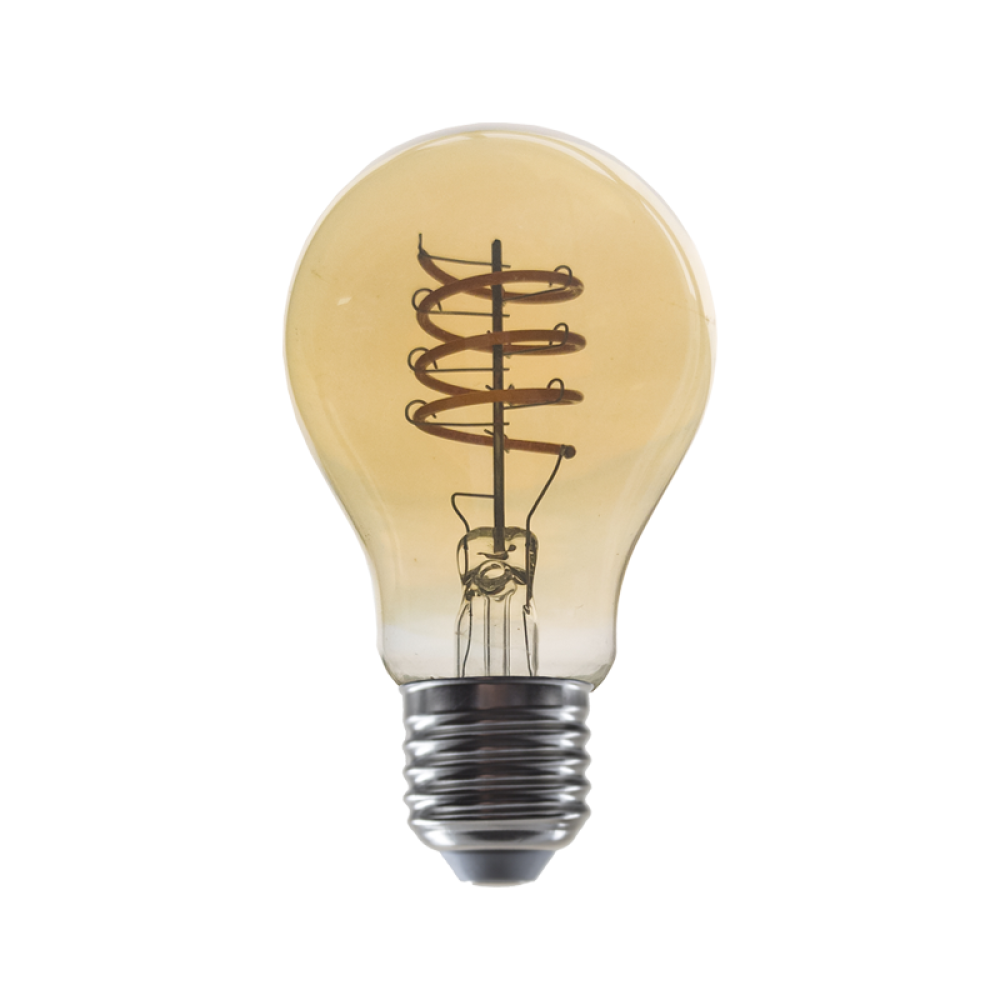 LED FILAMENT E27 DIM A60 4W AMBER SPIRAL 1800K 230V AC 270LM RA80 30000H 360°  -ELIOR4WWSDIMAM