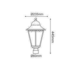 ΦΑΝΑΡΙ ΚΟΛΩΝΑΣ ΜΑΥΡΟ ΜΑΤ RAL9005M  23.5Χ44,5cm Φ60  -HI8001B