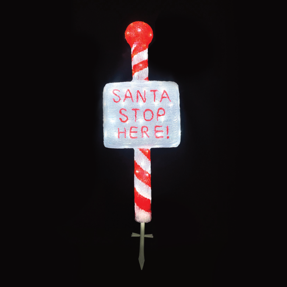 ACRYLIC SIGN SANTA STOP HERE  120 LED ΛΕΥΚΑ IP44 35*13*100cm 30cm ΚΑΛ.  -X0812022232