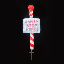 Διακοσμητική Πινακίδα ACRYLIC "SANTA STOP HERE" με LED X0812022232