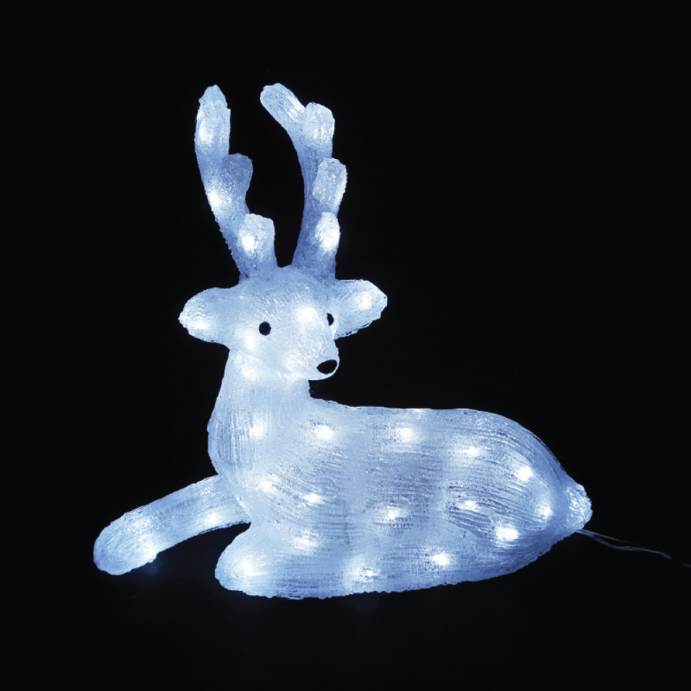 ACRYLIC SITTING REINDEER 55 LED ΛΕΥΚΑ IP44 36*16,5*37cm  30cm ΚΑΛ.  -X0855224