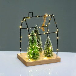 METAL HOUSE WITH TREES ΔΙΑΚΟΣΜ ΚΡΕΜΑΣΤΟ 55 LED ΛΑΜΠ ΘΕΡΜΑ ΜΠΑΤ 3ΧΑΑΑ (ΔΕΝ ΣΥΜΠ) IP20  16.5*12*22cm  -X09551111