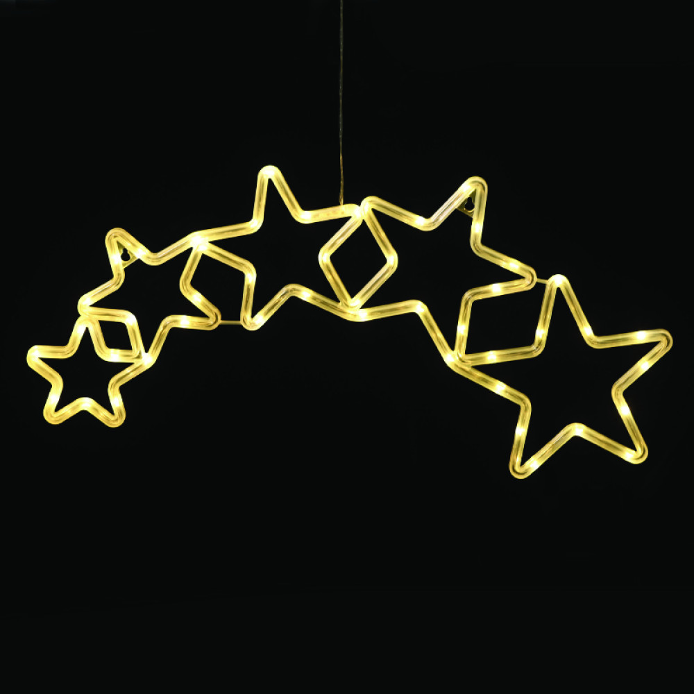 PLASTIC 5 STARS 47 LED ΛΑΜΠΑΚΙΑ WW ΜΠΑΤ. (3ΧΑΑ)/USB, IP20, 54*0.5*25  -X04471332
