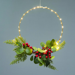 RING LEAVES BERRIES ΔΙΑΚΟΣΜ ΚΡΕΜΑΣΤΟ 40LED ΛΑΜΠ ΘΕΡΜΑ ΜΠΑΤ 3ΧΑΑ (ΔΕΝ ΣΥΜΠ) IP20 ΔΙΑΜ:30cm 30cm ΚΑΛ  -X09401114