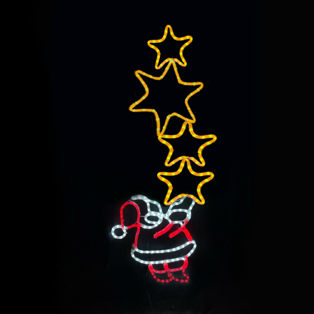 SANTA WITH STARS 336 LED ΜΟΤΙΦ 9,35m ΜΟΝΟΚ. ΦΩΤΟΣ. MULTICOLOR FLASH IP65 49*144cm 1.5m ΚΑΛ.  -X083363225