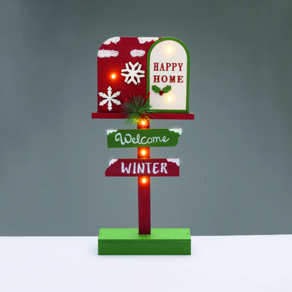 WOODEN XMAS SIGN WELCOME WINTER 6 LED IP20 ΘΕΡΜΑ ΜΠΑΤ 2ΧΑΑΑ ΔΙΑΚΟΣΜΗΤΙΚΟ 18x6x39.5cm  -X156105