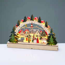 WOODEN XMAS VILLAGE 12 LED ΘΕΡΜΑ ΣΤΑΘΕΡΑ IP20 ΔΙΑΚΟΣΜΗΤΙΚΟ ΜΠΑΤ 2ΧΑΑΑ 38x5x21.5cm  -X15121107