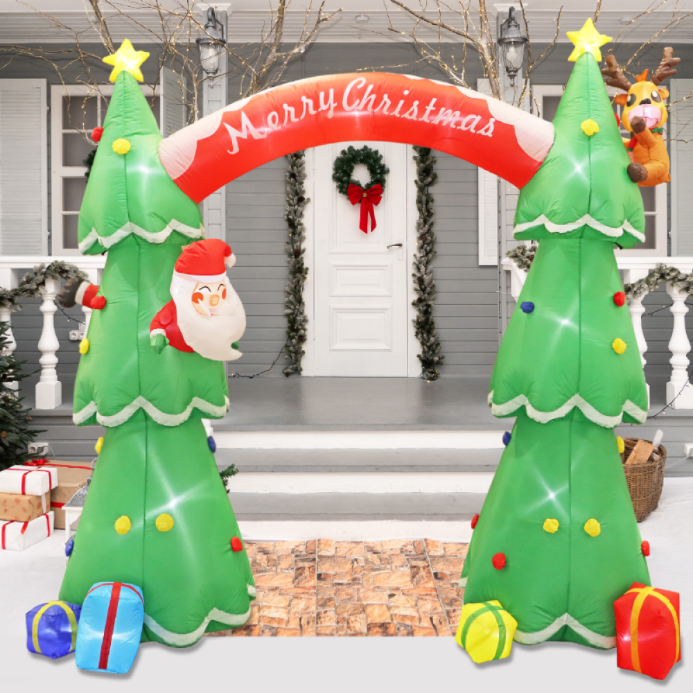 INFLATABLE 2 XMAS TREES ARCH 40 LED ΛΑΜΠ.ΑΝΤΑΠ.(12V) CW ΣΤΑΘΕΡΟ IP44 225*92*180cm 2m ΚΑΛ  -X074024101