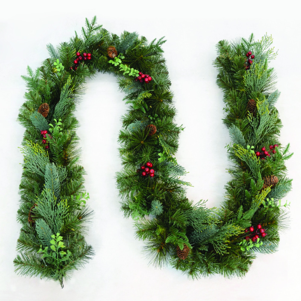 ΧΡΙΣΤΟΥΓΕΝΝΙΑΤΙΚΟ ΣΤΕΦΑΝΙ PVC BERRIES & ΚΟΥΚΟΥΝΑΡΙΑ 50ΕΚ ΔΙΑΜ.  -X162707