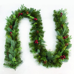 ΧΡΙΣΤΟΥΓΕΝΝΙΑΤΙΚΟ ΣΤΕΦΑΝΙ PVC BERRIES & ΚΟΥΚΟΥΝΑΡΙΑ 50ΕΚ ΔΙΑΜ.  -X162707