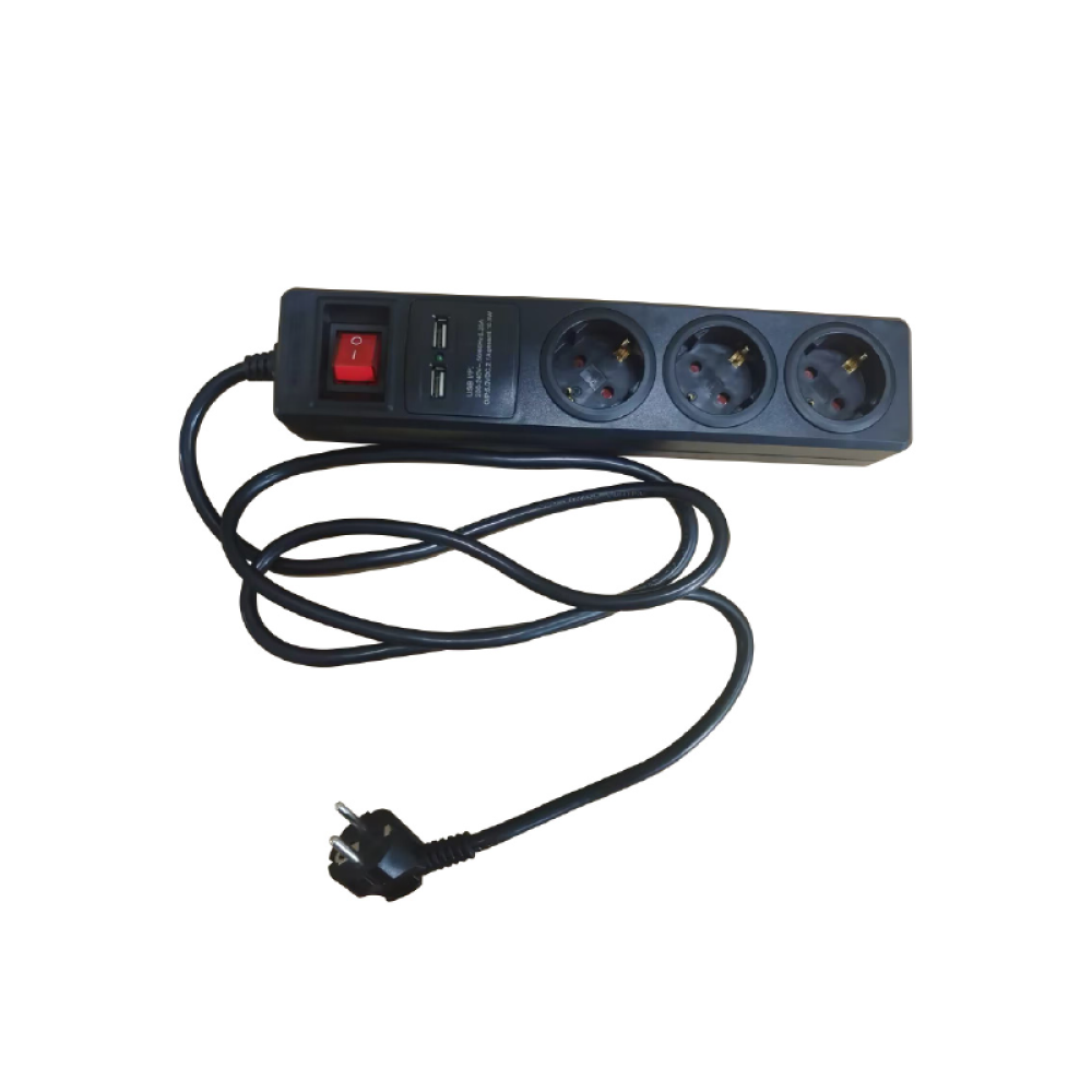 ΠΟΛΥΠΡΙΖΟ 4 ΣΟΥΚΟ ΑΣΦΑΛΕΙΑΣ ΜΕ ΔΙΑΚΟΠΤΗ+2USB 16A IP20 ΜΕ ΚΑΛΩΔΙΟ H05VV-F 3x1.5mm2 / ΚΑΘ ΜΗΚΟΥΣ 1.5m  -BMS20CSU415