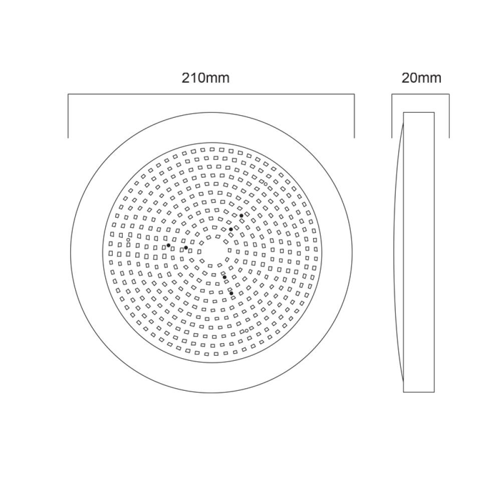 ^ LED ΠΛΑΣΤΙΚΟ Φ/Σ ΠΙΣΙΝΑΣ 20W 6000K 2200LM 110° IP68 12V DC Φ210Χ20mm  -PISC20CW