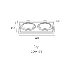 BLACK COLOR SPOT 2xGU10 130x225  -XMGU2B