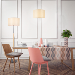 Κρεμαστό Φωτιστικό CLIFF Ξύλο & Μπεζ Ύφασμα MP21858